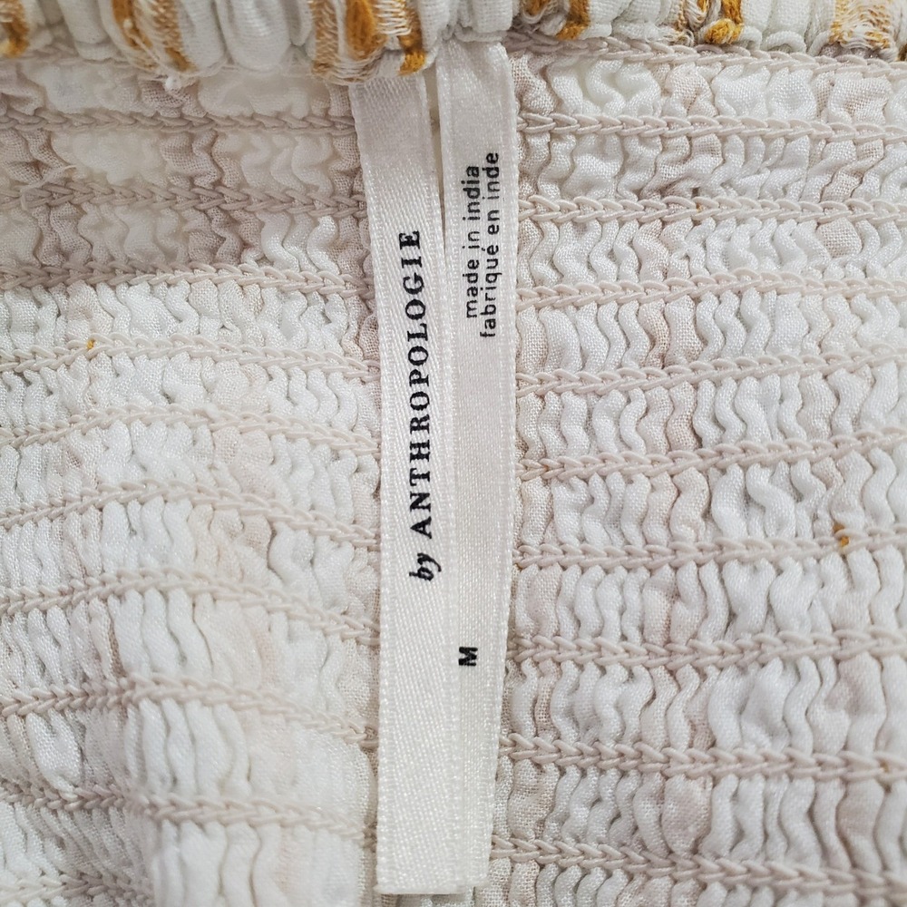Anthropologie By Anthropologie Embroidered Tie-Front Maxi Dress Cream Gold M - Picture 11 of 13